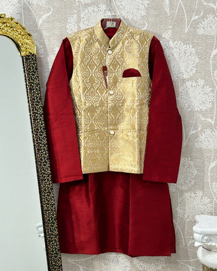 Silk kurta jacket set - Kurti Connection USA