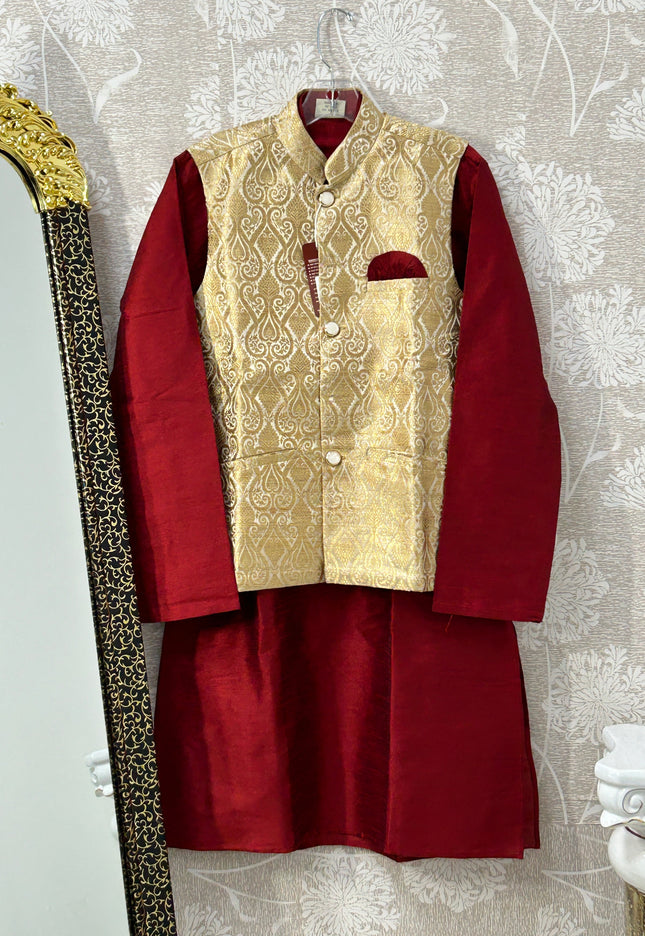 Silk kurta jacket set - Kurti Connection USA