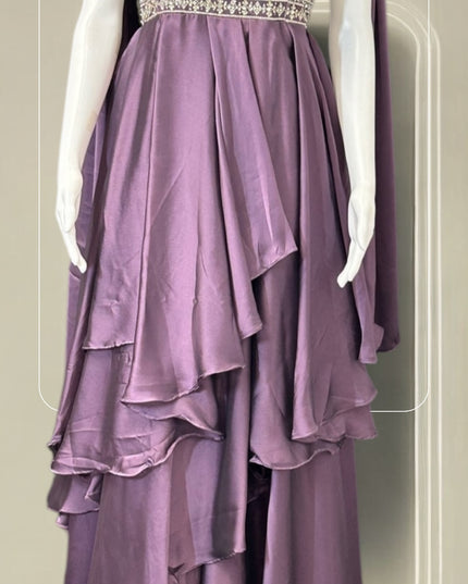 Chiffon silk Indo western gown/ long dress - Kurti Connection USA