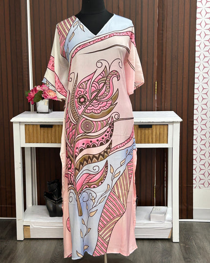 Printed kaftan dress : nighty - Kurti Connection USA