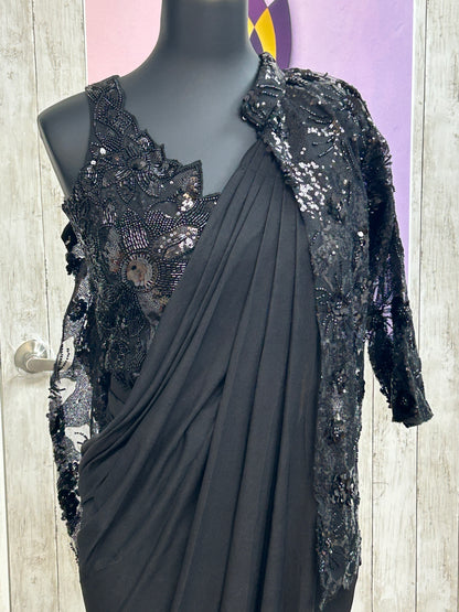 Ready to wear saree with overcoat by Kurti Connection USA