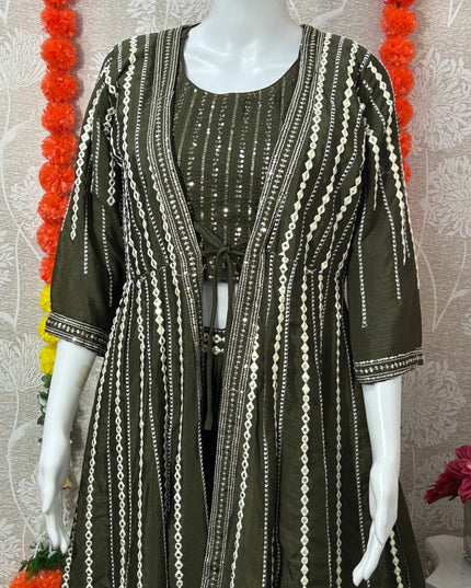 Party wear lehenga set with long jacket - Kurti Connection USA