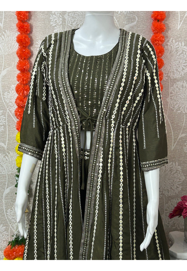 Party wear lehenga set with long jacket - Kurti Connection USA