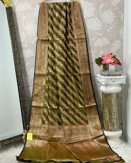 Mehandi green banarasi silk saree - Kurti Connection USA