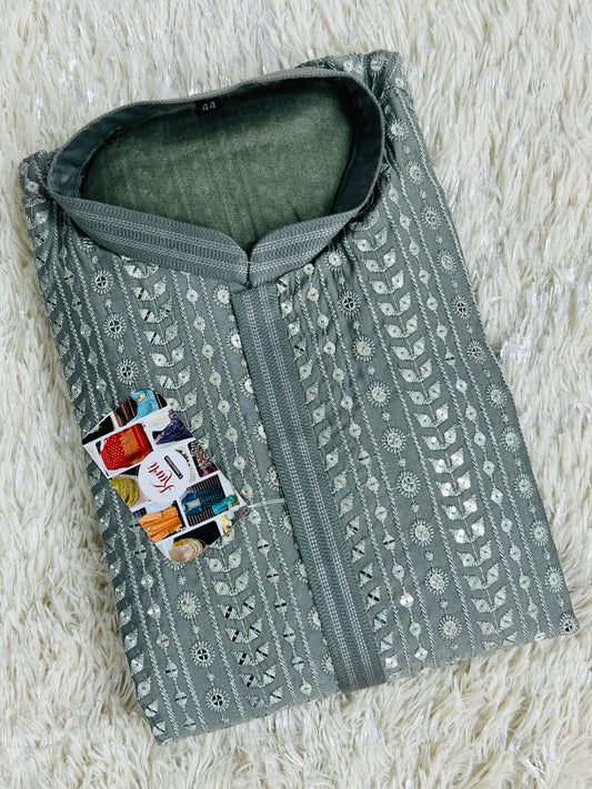 Cotton silk kurta set