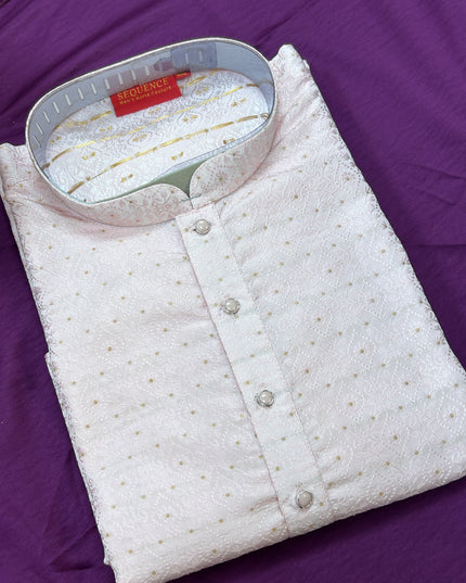 Baby pink silk kurta set - Kurti Connection USA