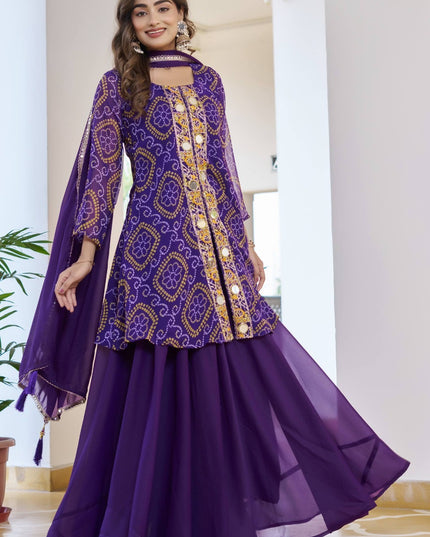 Chiffon Bandhani sharara suit