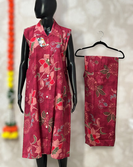 Linen cotton Co-Ord set - Kurti Connection USA