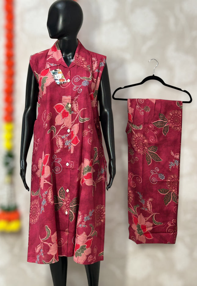 Linen cotton Co-Ord set - Kurti Connection USA