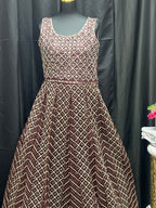 Party wear long gown : Indo western gowns for weddings and reception by Kurti Connection USA