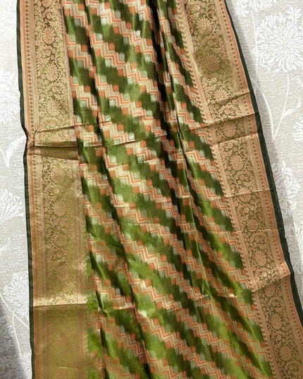 Mehandi green banarasi silk saree - Kurti Connection USA