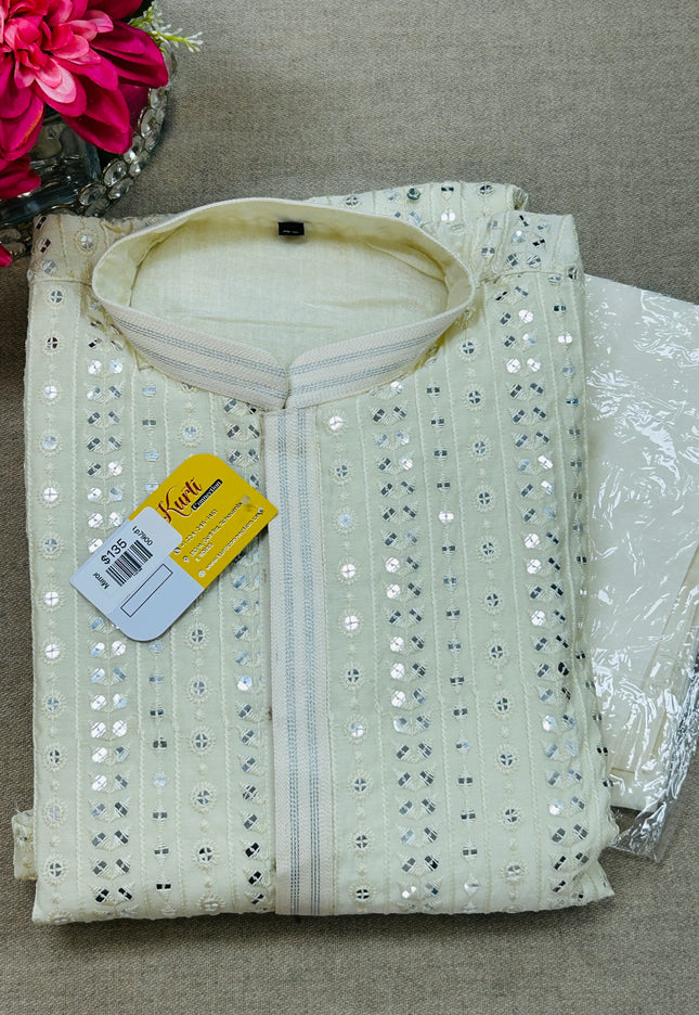 Off white kurta set - Kurti Connection USA