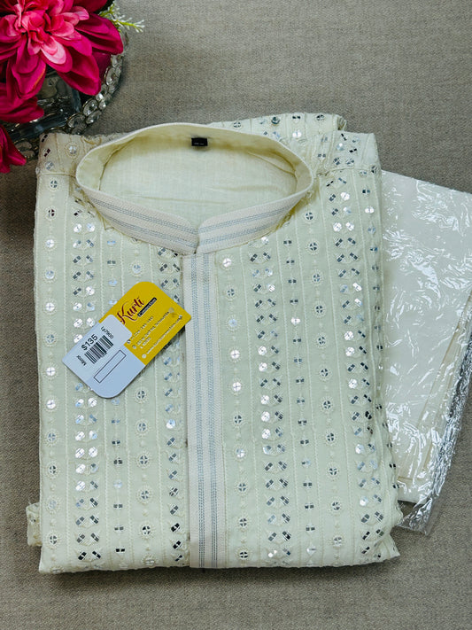 Off white kurta set - Kurti Connection USA