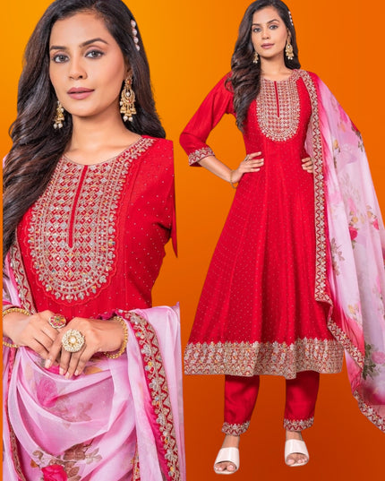 Red anarkali suit - Kurti Connection USA