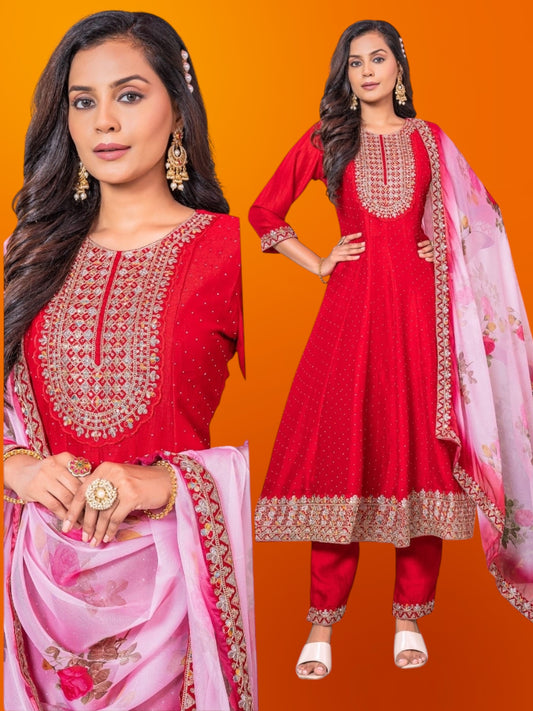 Red anarkali suit