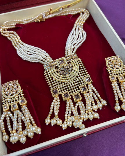 Pearl long necklace set - Kurti Connection USA