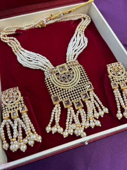 Pearl long necklace set