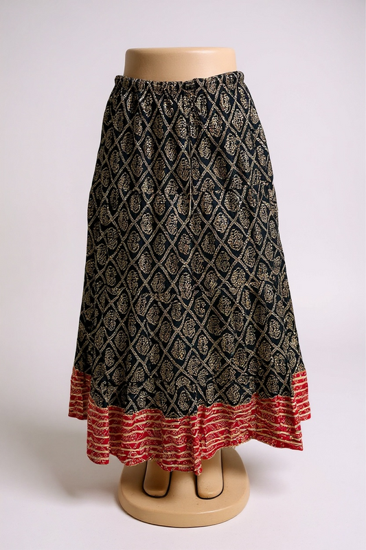 Bandhani print cotton skirt