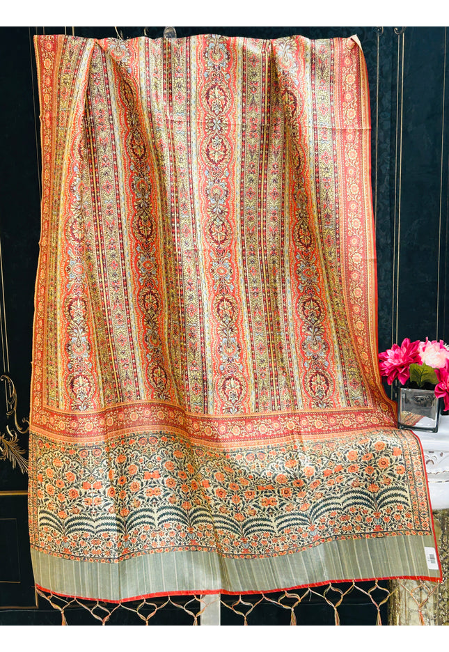 Chanderi silk dupatta | Kalamkari print - Kurti Connection USA