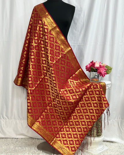 Banarasi Dupatta: Maroon - Kurti Connection USA