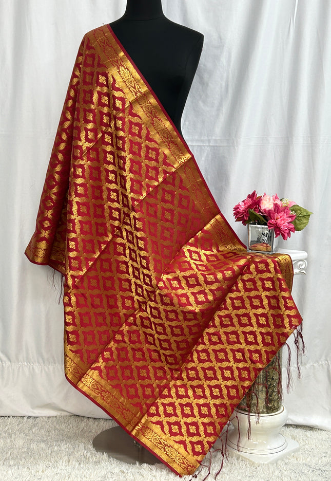Banarasi Dupatta: Maroon - Kurti Connection USA