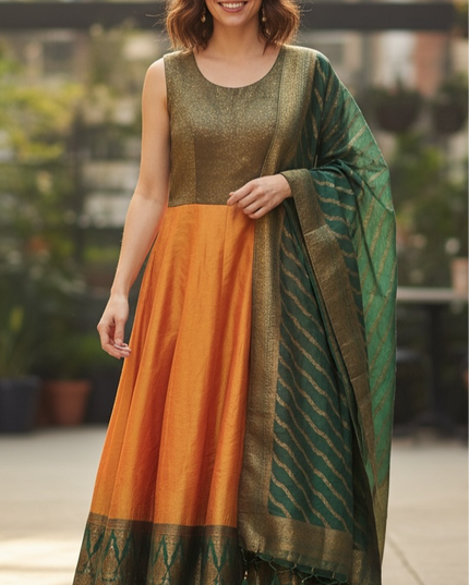 Silk long kurti - Kurti Connection USA
