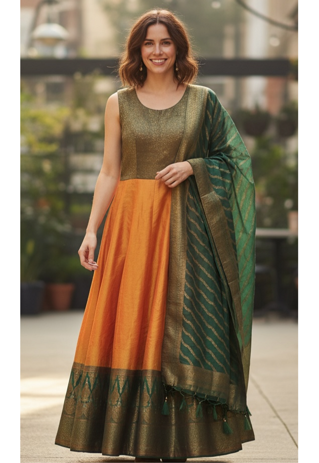 Silk long kurti - Kurti Connection USA