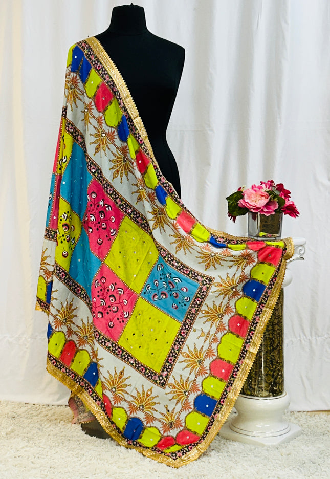 Multicolor silk dupatta - Kurti Connection USA