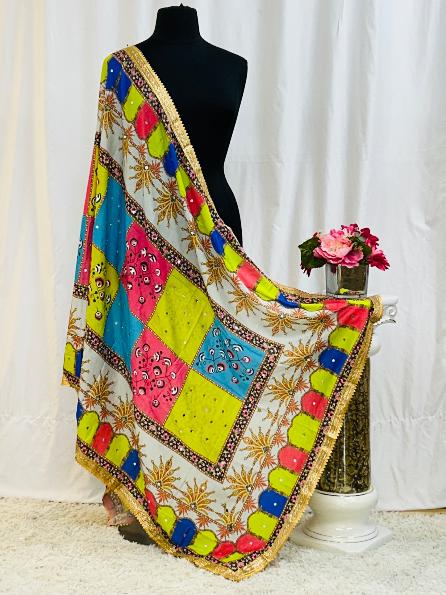 Multicolor silk dupatta