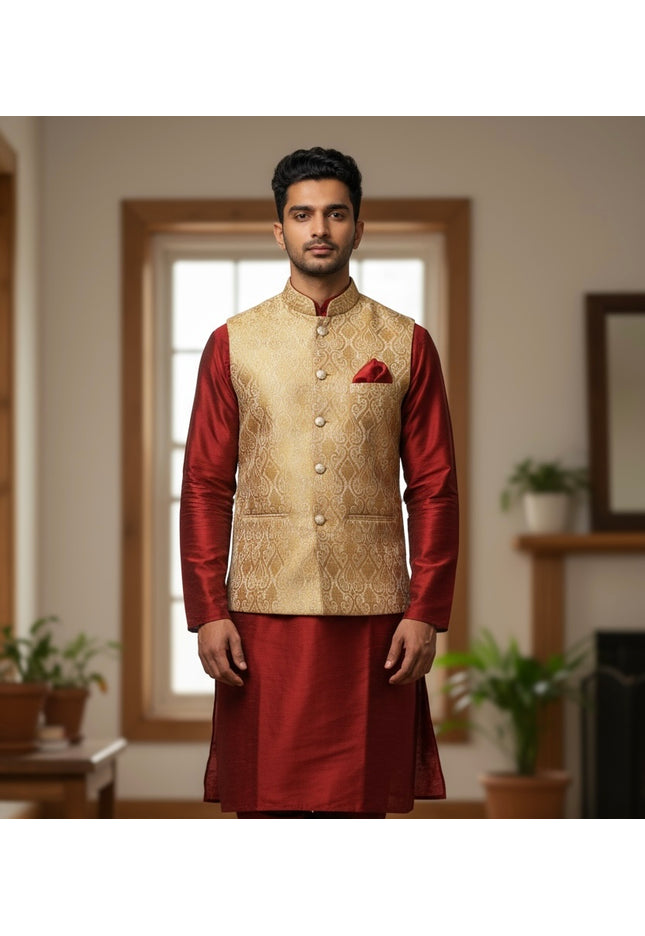 Silk kurta jacket set