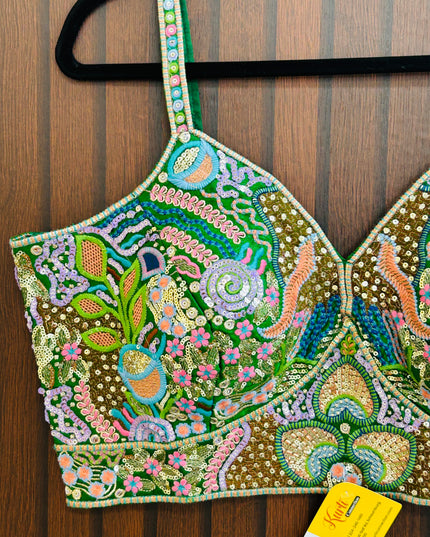 Embroidered sleeveless blouse - Kurti Connection USA
