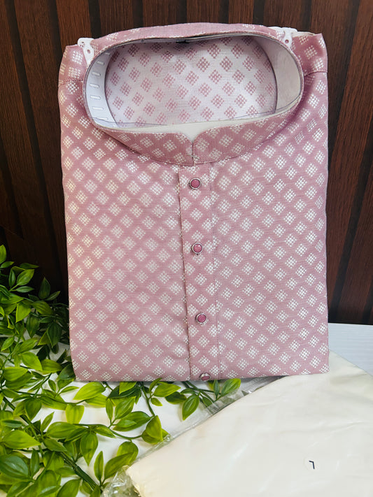 Silk cotton kurta set for men