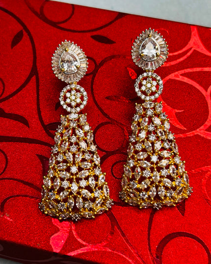 AD earrings: gold polish - Kurti Connection USA