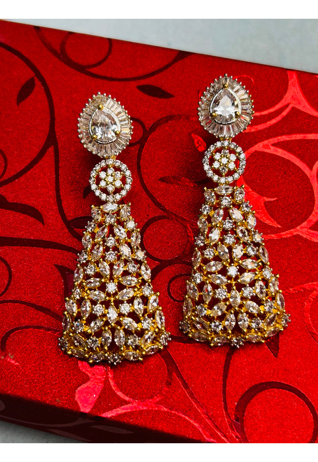AD earrings: gold polish - Kurti Connection USA