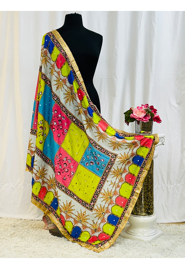 Multicolor silk dupatta - Kurti Connection USA