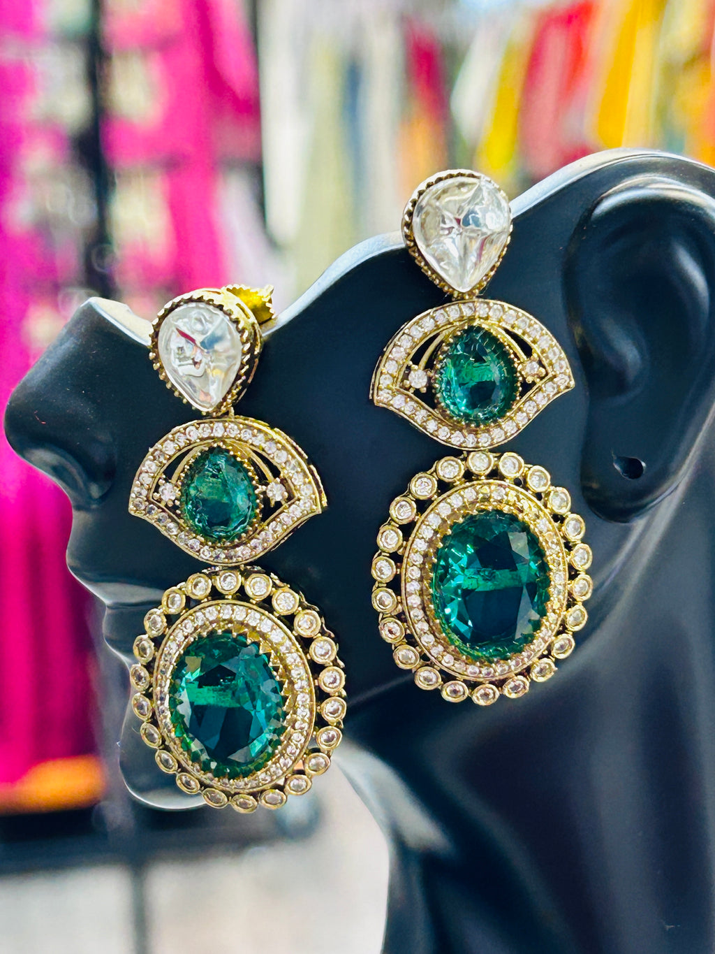 Rajwadi emerald earrings