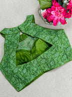 Green : Halter neck embroidered blouse - Kurti Connection USA