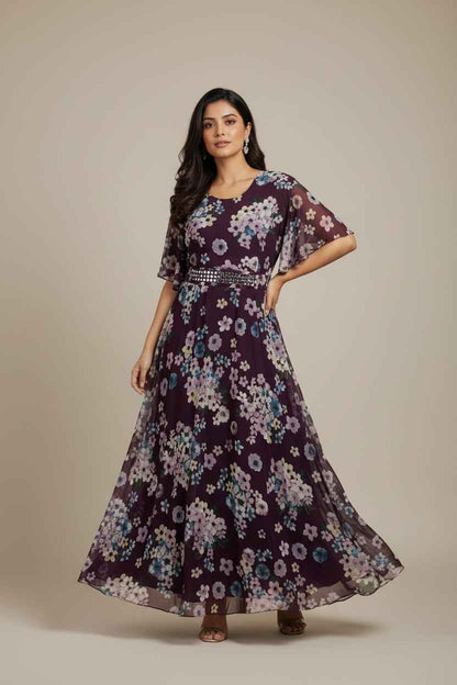 Georgette long frock : Indo western long kurti