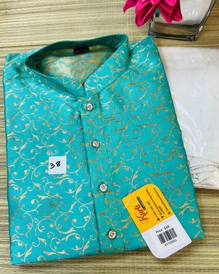 Sea green silk kurta set - Kurti Connection USA
