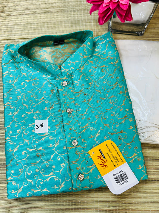 Sea green silk kurta set