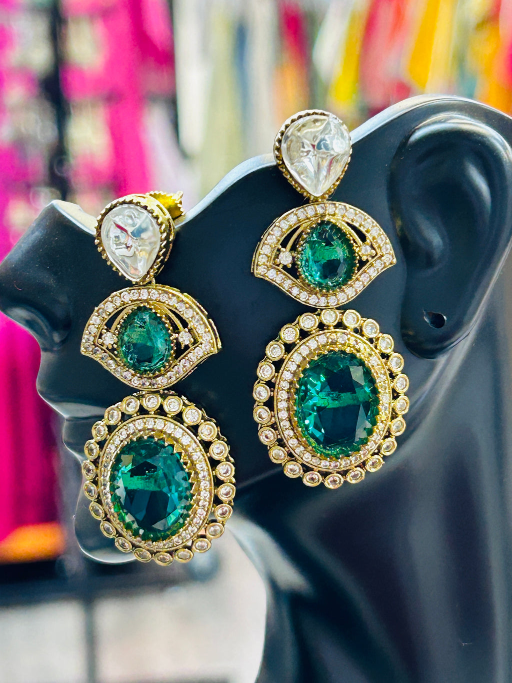 Rajwadi emerald earrings