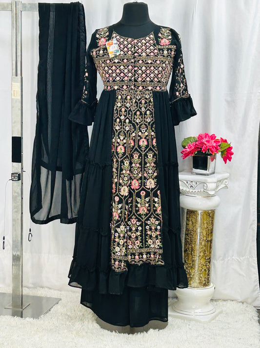 Black Georgette sharara set