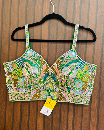 Embroidered sleeveless blouse - Kurti Connection USA