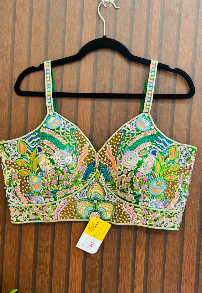 Embroidered sleeveless blouse - Kurti Connection USA
