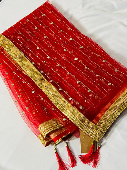 Red net dupatta
