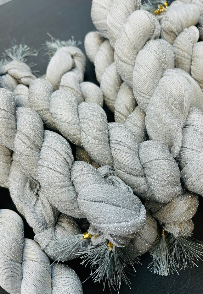 Silver tissue dupatta