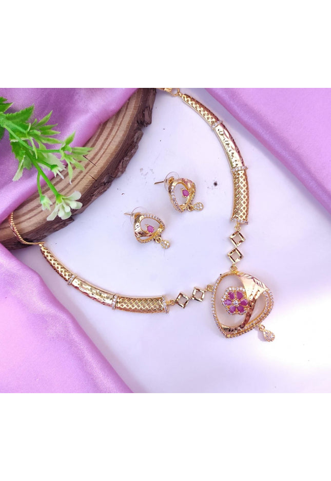 Lightweight gold lookalike necklace set - Kurti Connection USA