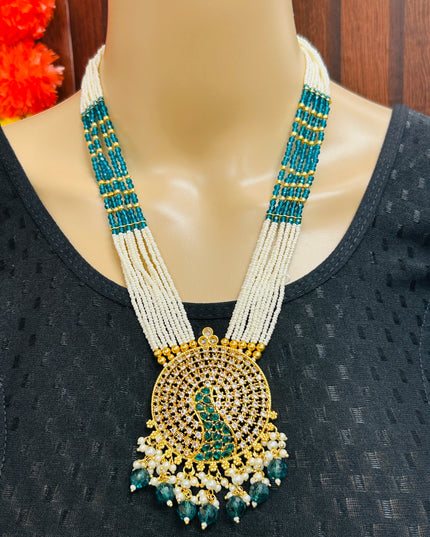 Pendant set with pearl necklace - Kurti Connection USA