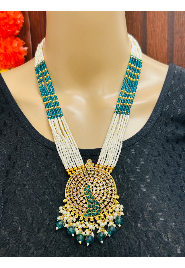Pendant set with pearl necklace - Kurti Connection USA