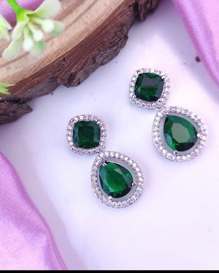 AD earrings: green - Kurti Connection USA